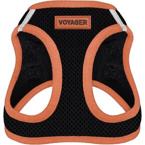 Best Pet Supplies - All Weather Mesh/Plush, Reflective, No Pull Harness for Small, Medium Dogs, Cats - Secure with Hook & Loop Fastener, Buckle, Double D-Rings - Black/Orange Trim, XS in Kuwait