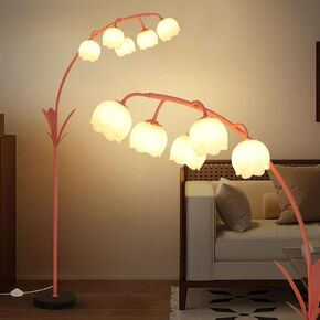HMVPL Arc Floor Lamp for Living Room, Flower Floor Lamp with 5 G9 LED Bulbs, Foot Switch, Green Floral Standing Lamp with Acrylic Shade, Curved Tall Lamp for Living Room Bedroom Corner Kids Reading in Saudi Arabia