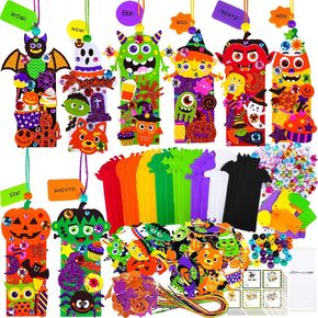 Winlyn 24 Sets Halloween Craft Kits Fall Crafts DIY Candy Corn Bat Ghost Witches Bookmark Ornaments Art Sets Foam Stickers Arts and Crafts for Kids Classroom Activities Trick-or-Treaters Party Favors in Saudi Arabia