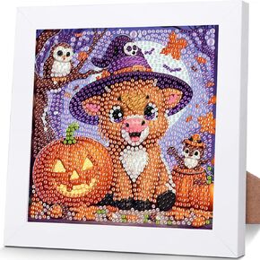 Ajepon Halloween Diamond Art Kits for Kids with Frame ، Cat Diamond Art for Kids Ages من 8 إلى 12 in Kuwait