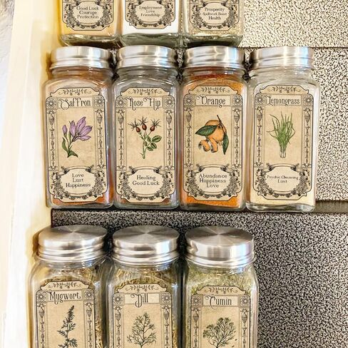 72Pcs Herb Stickers Lables for Jars Vintage Spice Apothecary Herb Spice Labels Stickers Spices Sticker Label for Bottles Tags Jars(herb72) in Kuwait