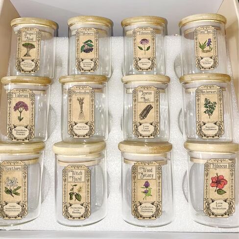 72Pcs Herb Stickers Lables for Jars Vintage Spice Apothecary Herb Spice Labels Stickers Spices Sticker Label for Bottles Tags Jars(herb72) in Kuwait