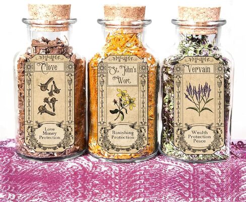 72Pcs Herb Stickers Lables for Jars Vintage Spice Apothecary Herb Spice Labels Stickers Spices Sticker Label for Bottles Tags Jars(herb72) in Kuwait