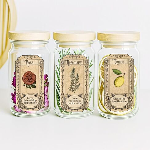 72Pcs Herb Stickers Lables for Jars Vintage Spice Apothecary Herb Spice Labels Stickers Spices Sticker Label for Bottles Tags Jars(herb72) in Kuwait