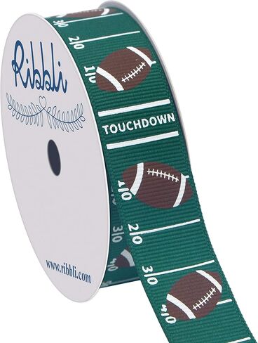 Ribbli Grosgrain Football Craft Ribbon,7/8-Inch x 10-Yard,Green/White/Brown in Saudi Arabia