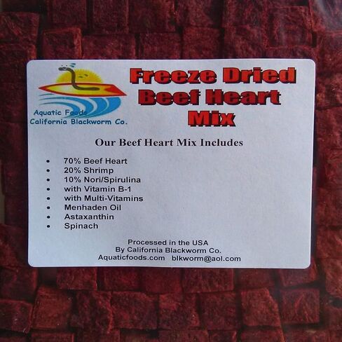 Aquatic Foods Inc. Freeze Dried Beef Heart Mix of Beef Heart, Shrimp, Spinach, Nori, Natural Astaxanthin (Natural Color Enhancer for Fish) for Discus, Cichlids All Tropical and Marine Fish - 10gram in Saudi Arabia
