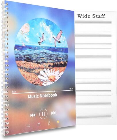 Mudor SPOON SPOAND SHOEP MUSIC BOOD ، 100 صفحة مخطوطة الموظفين مع 100 GSM ورقة سميكة ، غير محفوظ ، تكوين الجيتار البيانو للملحنين والطلاب والموسيقيين (الأزرق) in Kuwait