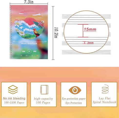 Mudor SPOON SPOAND SHOEP MUSIC BOOD ، 100 صفحة مخطوطة الموظفين مع 100 GSM ورقة سميكة ، غير محفوظ ، تكوين الجيتار البيانو للملحنين والطلاب والموسيقيين (الأزرق) in Kuwait