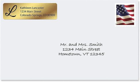 Gold Foil with Initial Standard Rolled Address Labels - Set of 250 2 1/2" x 3/4" Rolled Labels with Clear Acrylic Dispenser in Saudi Arabia