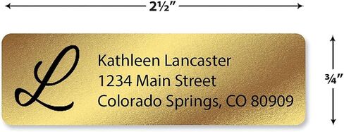 Gold Foil with Initial Standard Rolled Address Labels - Set of 250 2 1/2" x 3/4" Rolled Labels with Clear Acrylic Dispenser in Saudi Arabia