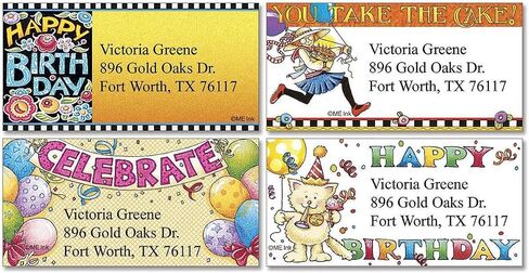Celebrate with Mary Border Return Address Labels by Mary Engelbreit (4 Designs) - Set of 144, Self-Adhesive, Large Flat-Sheet Select Labels, By Colorful Images in Saudi Arabia