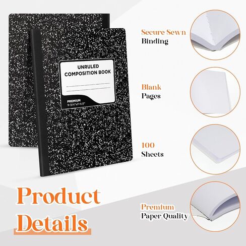 Fainne 12 Pack Black Marble Composition Notebooks Paper 100 ورقة 9-3/4 × 7-1/2 "كتب تكوين الرخام بشكل كبير لمكتب المدرسة الصلب شركات الشركات اللوازم المدرسية in Saudi Arabia