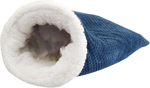 Cat Sleeping Bag - Soft Plush Large Self-Warming Bed for Winter, Cosy Cave 360 Wrap Comfortable Pet Snuggle Sack for Cats up to 6kg, Dark Blue in Saudi Arabia