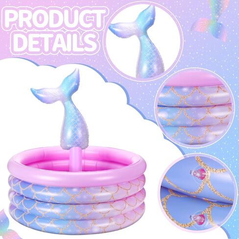 Bencaileor Mermaid Party Decorations ذيل حورية البحر بارد مفترق تفجير شرب برودة تطفو على الجليد الصدر حورية حورية البحر لزخارف حفلة عيد ميلاد العطلات (الأرجواني ، 14 × 29.5 '') in Saudi Arabia