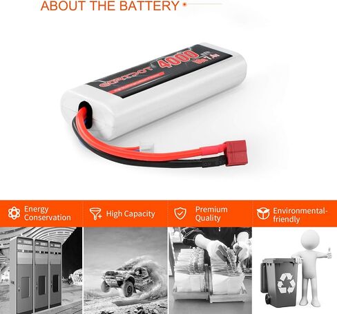 2S 4000mAh 7.4V 50C RC Lipo Battery Hardcase مع T Plug For Tamiya TT01 TT02 RC Truck Losi Slash Racing Hobby (2 Pack) in Saudi Arabia