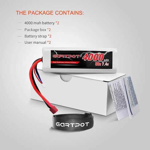 2S 4000mAh 7.4V 50C RC Lipo Battery Hardcase مع T Plug For Tamiya TT01 TT02 RC Truck Losi Slash Racing Hobby (2 Pack) in Saudi Arabia