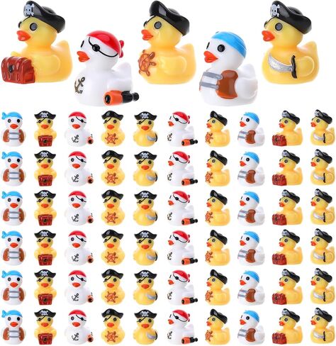 60 Pcs Mini Pirate Resin Ducks Pirate Figures Toy Tiny Resin Ducks Miniature Figures for Crafts Party Favors Dollhouse Halloween Decoration in Saudi Arabia