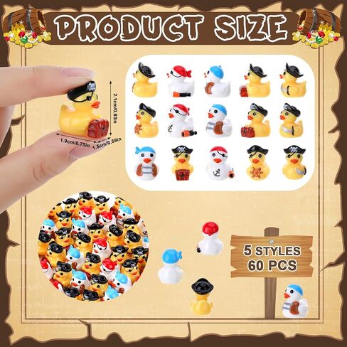 60 Pcs Mini Pirate Resin Ducks Pirate Figures Toy Tiny Resin Ducks Miniature Figures for Crafts Party Favors Dollhouse Halloween Decoration in Saudi Arabia