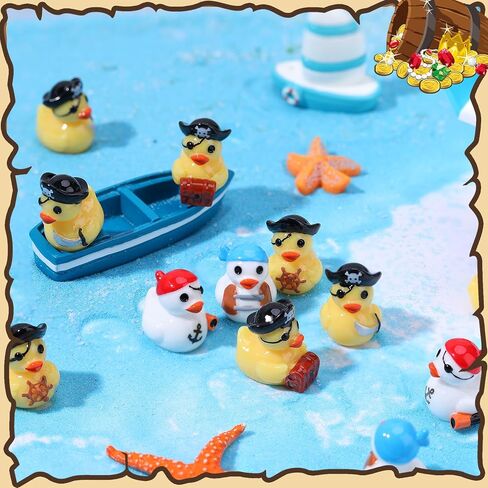 60 Pcs Mini Pirate Resin Ducks Pirate Figures Toy Tiny Resin Ducks Miniature Figures for Crafts Party Favors Dollhouse Halloween Decoration in Saudi Arabia