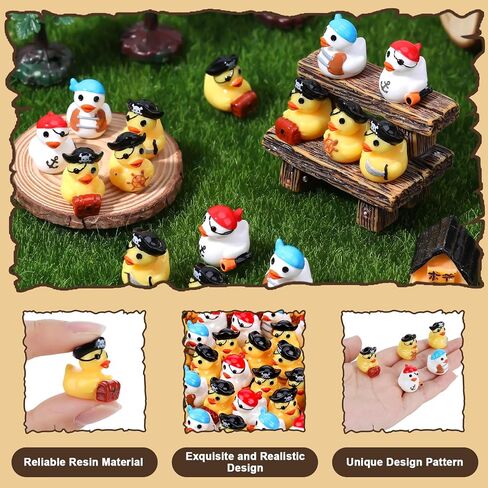 60 Pcs Mini Pirate Resin Ducks Pirate Figures Toy Tiny Resin Ducks Miniature Figures for Crafts Party Favors Dollhouse Halloween Decoration in Saudi Arabia