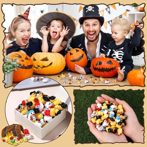 60 Pcs Mini Pirate Resin Ducks Pirate Figures Toy Tiny Resin Ducks Miniature Figures for Crafts Party Favors Dollhouse Halloween Decoration in Saudi Arabia