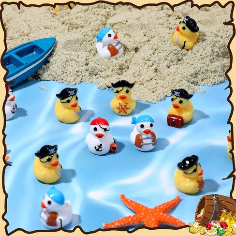 60 Pcs Mini Pirate Resin Ducks Pirate Figures Toy Tiny Resin Ducks Miniature Figures for Crafts Party Favors Dollhouse Halloween Decoration in Saudi Arabia