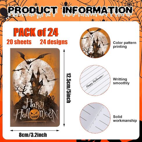 Ctosree 24 Pack Halloween Mini Notepads 24 Styles Small Vintage Notebooks Supplies 5 x 3.2 Inches Pumpkin Memo Pad for Treat Halloween Stationery Gifts Birthday Party Favors in Saudi Arabia