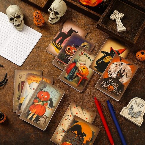 Ctosree 24 Pack Halloween Mini Notepads 24 Styles Small Vintage Notebooks Supplies 5 x 3.2 Inches Pumpkin Memo Pad for Treat Halloween Stationery Gifts Birthday Party Favors in Saudi Arabia