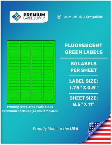 Premium Label Supply Bright Neon Color Fluorescent Sticker Labels - 1.75" x 0.5" Return Address Labels - (Assorted Fluorescent, 2000 Labels) in Saudi Arabia