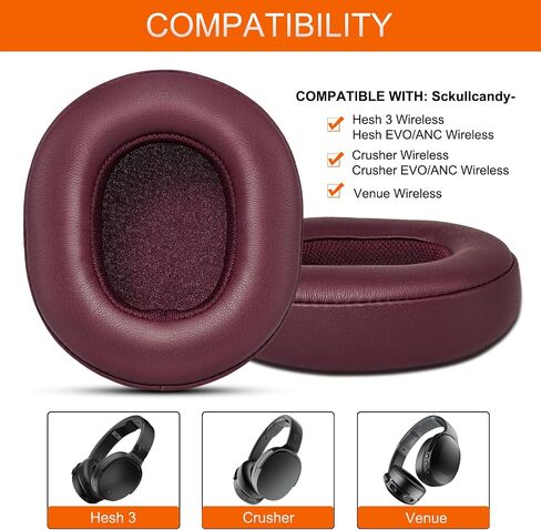 Gvoears Replacement Ear Pads for Skullcandy Crusher Wireless, Crusher ANC/EVO, Hesh ANC/EVO, Hesh 3 Wireless Headphones, Earpads Also Fit for Skullcandy Venue Wireless ANC Headphone, Durable Leather in Saudi Arabia