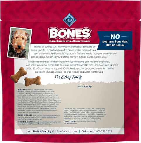 Blue Buffalo Bones Natural Crunchy Dog يعامل Mini Dog Biscuits لحوم البقر ، 12 أوقية. حقيبة ، 4 عدد in Saudi Arabia