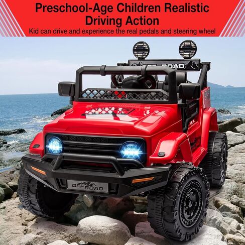 Hetoy 12V Electric Ride-On Truck for Kids - Remote Control Car with Spring Suspension, LED Lights, Music & 3 Speeds | Battery-Powered Ride Toy (Ages 3+) in Kuwait