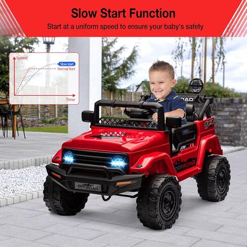 Hetoy 12V Electric Ride-On Truck for Kids - Remote Control Car with Spring Suspension, LED Lights, Music & 3 Speeds | Battery-Powered Ride Toy (Ages 3+) in Kuwait