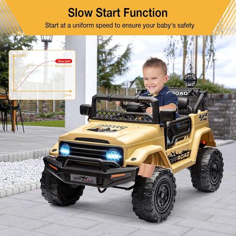 Hetoy 12V Electric Ride-On Truck for Kids - Remote Control Car with Spring Suspension, LED Lights, Music & 3 Speeds | Battery-Powered Ride Toy (Ages 3+) in Kuwait