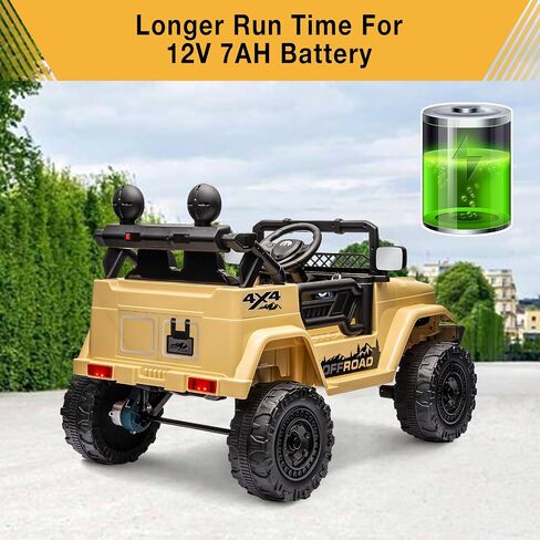 Hetoy 12V Electric Ride-On Truck for Kids - Remote Control Car with Spring Suspension, LED Lights, Music & 3 Speeds | Battery-Powered Ride Toy (Ages 3+) in Kuwait