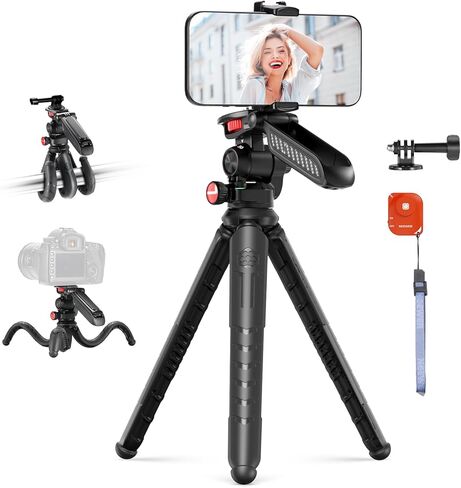 NEEWER Mini Flexible Tripod for iPhone & Camera with Remote/Handle/Phone Holder/Action Camera Adapter, Portable Pocket Desk Tripod for Travel Vlogging Compatible with iPhone GoPro Samsung, TP36 in Saudi Arabia