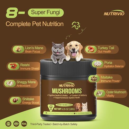 Turkey Tail Mushroom for Dogs & Cats - Mushroom Supplement for Lumps and Bumps - Immune Support for Dogs,8 Organic Mushroom Blend with Natural Plant Extracts,6.35oz in Saudi Arabia