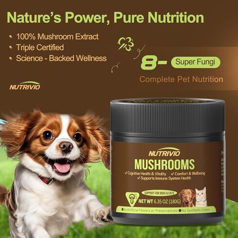 Turkey Tail Mushroom for Dogs & Cats - Mushroom Supplement for Lumps and Bumps - Immune Support for Dogs,8 Organic Mushroom Blend with Natural Plant Extracts,6.35oz in Saudi Arabia