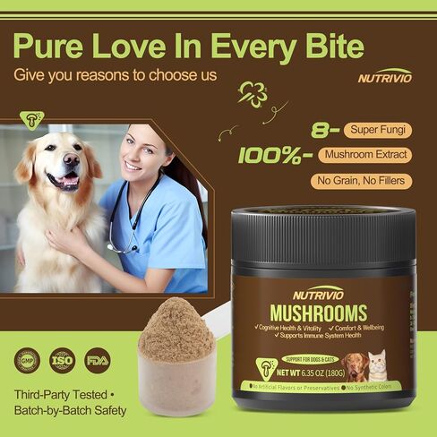 Turkey Tail Mushroom for Dogs & Cats - Mushroom Supplement for Lumps and Bumps - Immune Support for Dogs,8 Organic Mushroom Blend with Natural Plant Extracts,6.35oz in Saudi Arabia