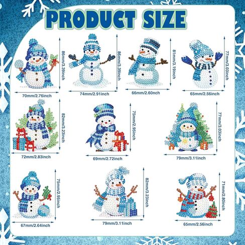 Skylety 20 Pcs Christmas Diamond Art Ornaments Kit Cute Snowman Diamond Painting Ornaments Tag DIY Xmas Rhinestone Art Keychain Crystal Handcraft Gift Wrap Tags with Rope Home Party Decor(Colorful) in Saudi Arabia