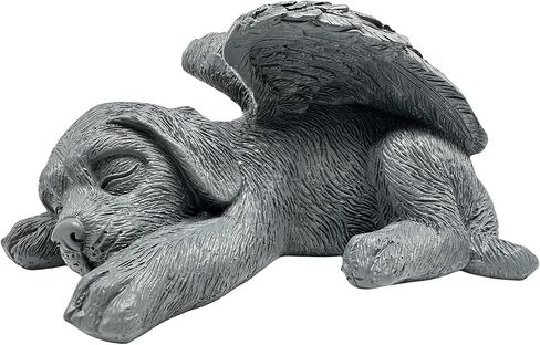 Small Dog Angel Pet Memorial Grave Marker Tribute Statue，Resin Sleeping Dog Statue with Wings for Garden,Indoor,Pet Grave Markers,and Loss of Sympathy Gift(Gray) in Kuwait