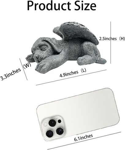Small Dog Angel Pet Memorial Grave Marker Tribute Statue，Resin Sleeping Dog Statue with Wings for Garden,Indoor,Pet Grave Markers,and Loss of Sympathy Gift(Gray) in Kuwait