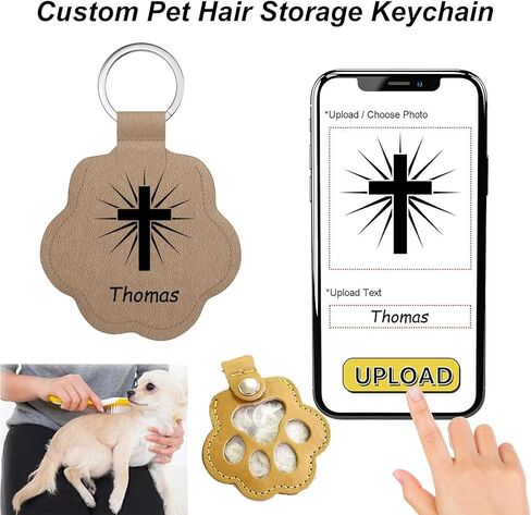 Dog Hair Keychain, Custom Pet Paw Shade Leather Key, Pet Fur Keepsake Keychain Refillable, Cat Hair Keyring, Memorial Collection Locket Key Chain Gifts for Bag Purse Paw Charm Key Holder in Saudi Arabia