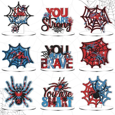 Kosiz 9 PCS Halloween Diamond Painting Decorations Halloween Halloween Diamond Art Kits للبالغين مزدوج الوجه من الوجه الأكريليك الخفافيش اليقطين الشبح المركزي للمنضل DIY الحرف الهدايا ديكور المنزل in Saudi Arabia