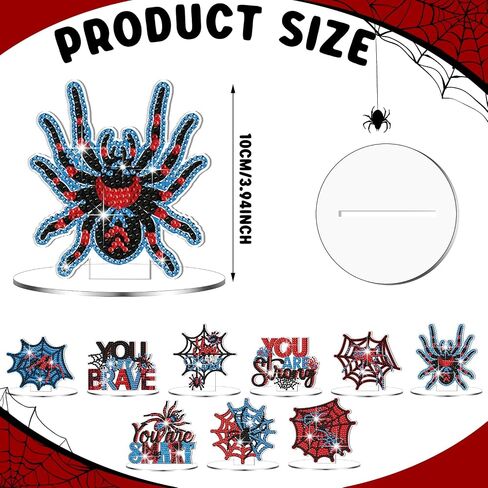 Kosiz 9 PCS Halloween Diamond Painting Decorations Halloween Halloween Diamond Art Kits للبالغين مزدوج الوجه من الوجه الأكريليك الخفافيش اليقطين الشبح المركزي للمنضل DIY الحرف الهدايا ديكور المنزل in Saudi Arabia