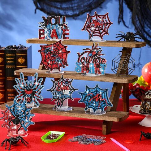 Kosiz 9 PCS Halloween Diamond Painting Decorations Halloween Halloween Diamond Art Kits للبالغين مزدوج الوجه من الوجه الأكريليك الخفافيش اليقطين الشبح المركزي للمنضل DIY الحرف الهدايا ديكور المنزل in Saudi Arabia