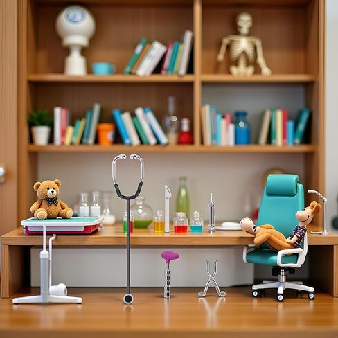 5pcs Dollhouse Mini Metethoscope Care Tools Dollhouse Dolls Miniature Garden Kit ، ملحقات المستشفي in Saudi Arabia