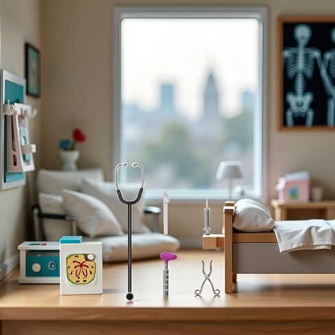 5pcs Dollhouse Mini Metethoscope Care Tools Dollhouse Dolls Miniature Garden Kit ، ملحقات المستشفي in Saudi Arabia