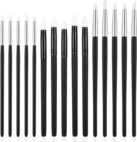 JIEYAO 15 Pack Silicone Paint Brushes for Crafts, 5 Shapes Rubber Clay Sculpting Tools Silicon Color Shapers Brush for Pottery Nail Art Acrylic Painting DIY Handicrafts in Saudi Arabia