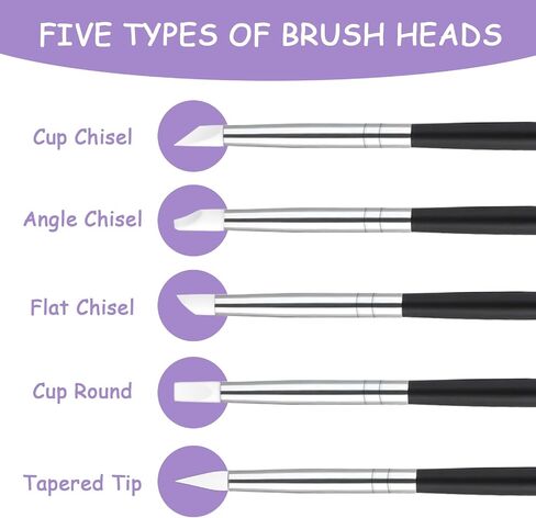JIEYAO 15 Pack Silicone Paint Brushes for Crafts, 5 Shapes Rubber Clay Sculpting Tools Silicon Color Shapers Brush for Pottery Nail Art Acrylic Painting DIY Handicrafts in Saudi Arabia